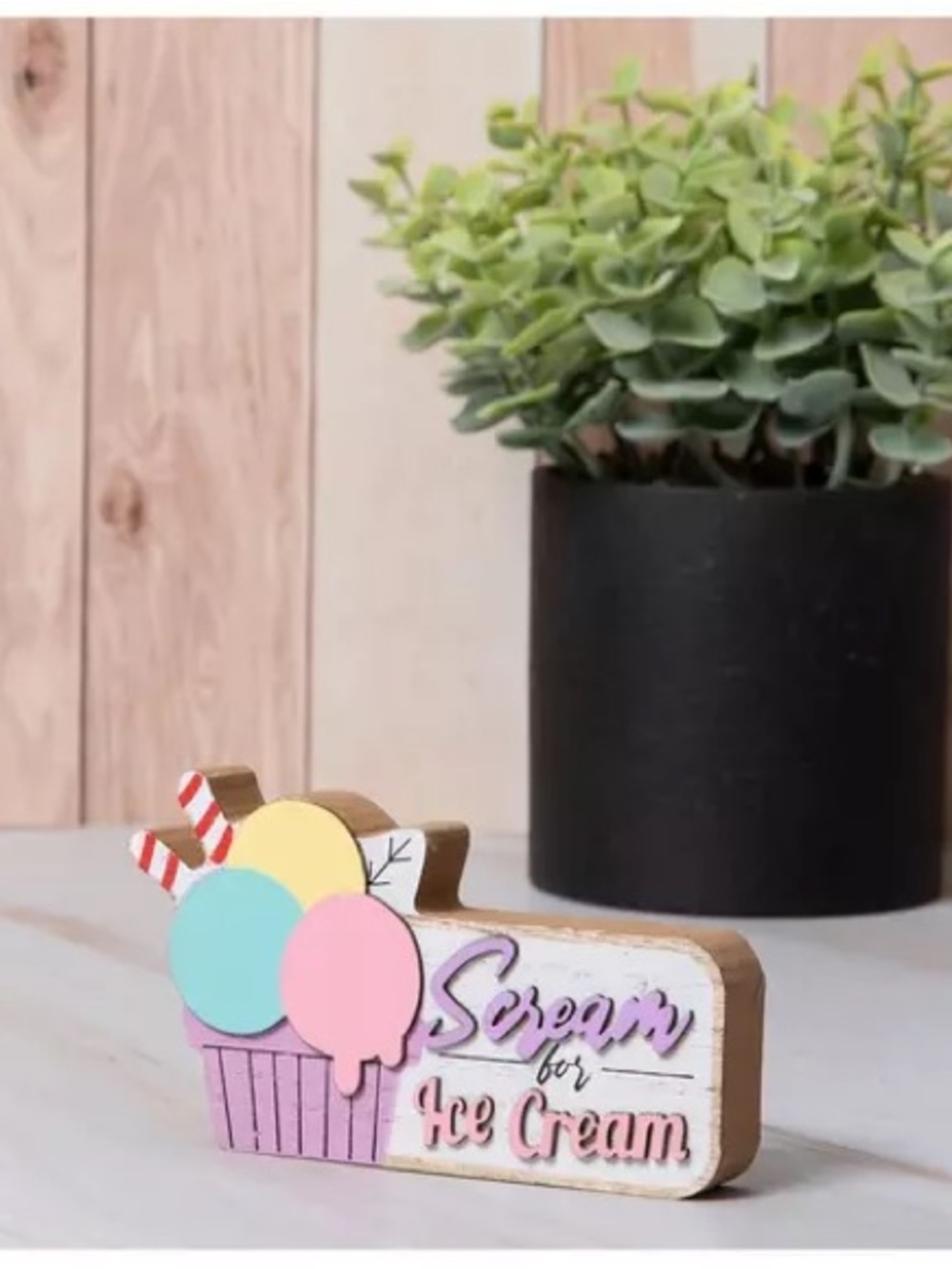 Decorative Ice Cream Shelf Accent - Pink, Blue & Yellow Home Decor